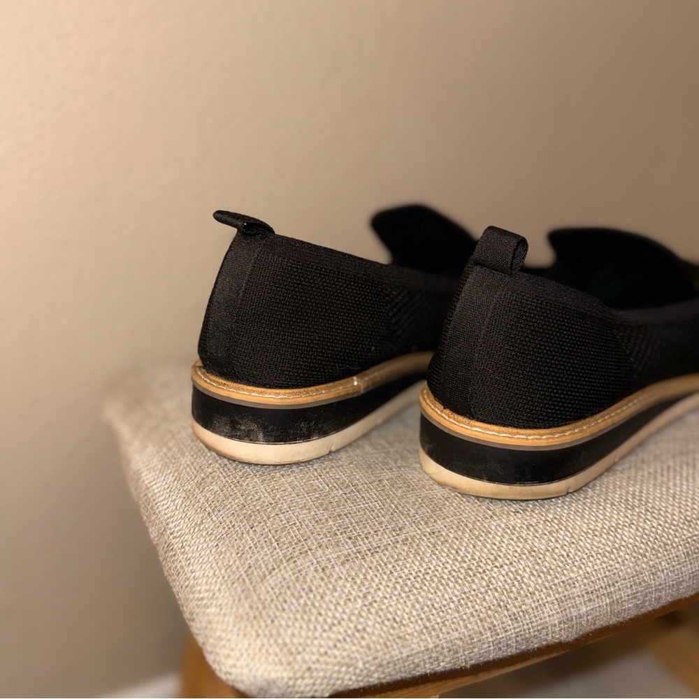 Black Slip-On Loafers with Tan Sole - Picture 2 of 5